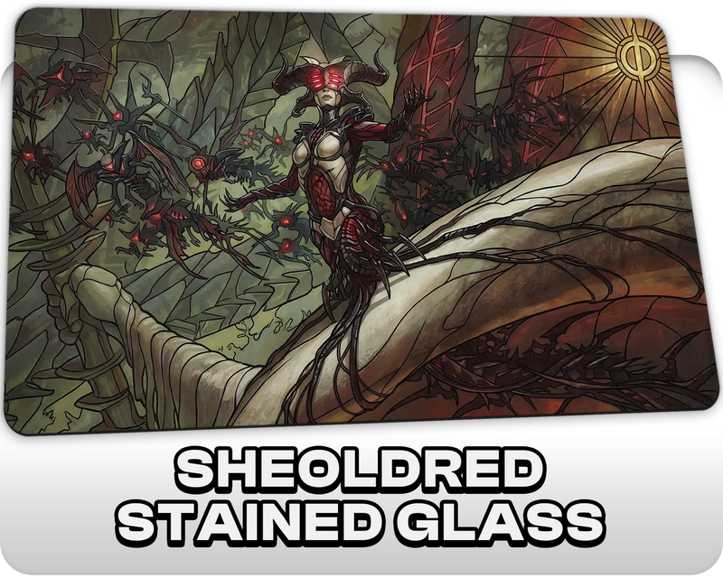 Sheoldred Stained Glass | DeckTutors Playmat | 14x24" / 35x60cm
